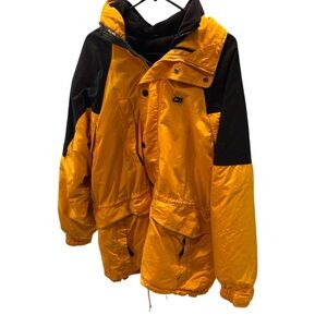 Men’s Large Yellow Black CB Sports Color Block Winter Snow Zip Ski Jacket
